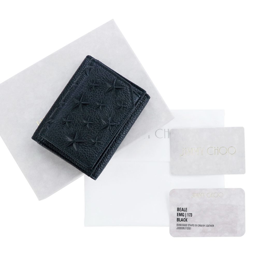 JIMMY CHOO ブラック 三つ折り財布 ジミーチュウ 定価57200円 ジミー チュー JIMMY CHOO NEMO CZN 三つ折り財布 レディース