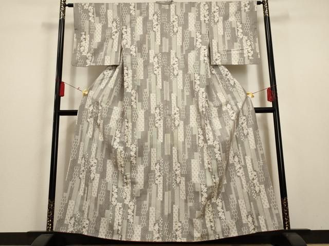 平和屋着物□上質な紬 短冊花唐草文 正絹 逸品 未使用 AAAU1077iu  