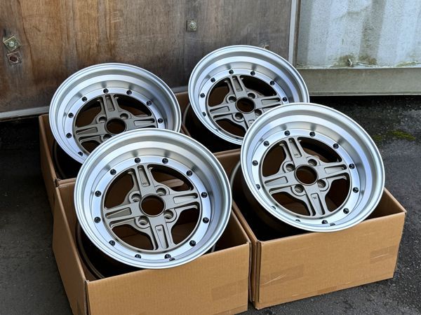 15×8J ±0 PCD 100 15インチホイール4本セット 深リム ブロンズ 4本スポーク 旧車 スポーツカー ドリ車 ローダウン など