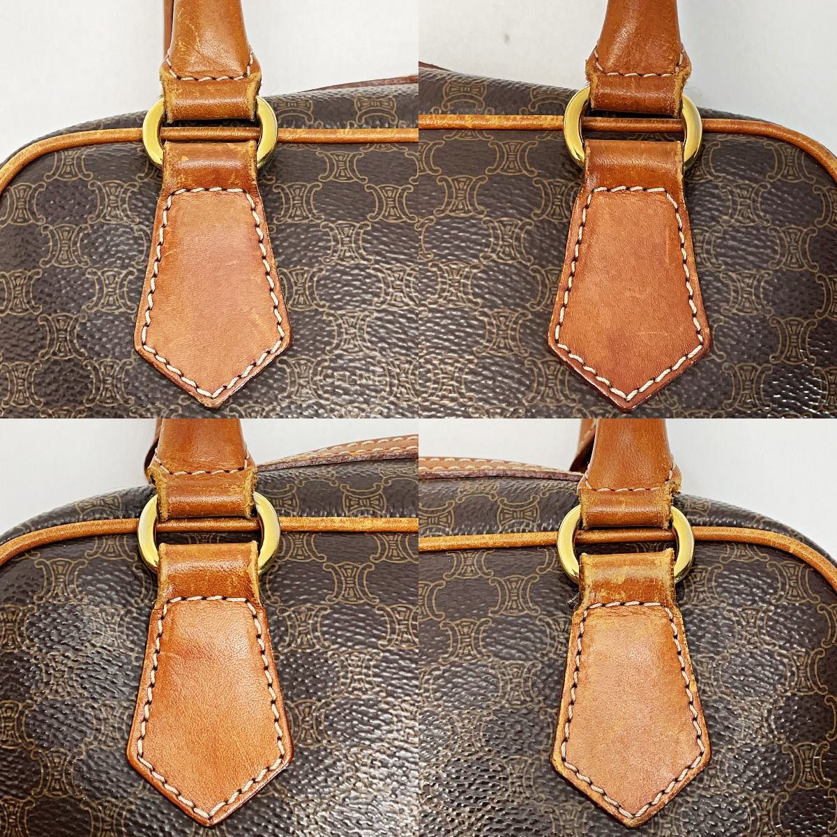 CELINE セリーヌ マカダム柄 ブラウン ハンドバッグ ミニボストン