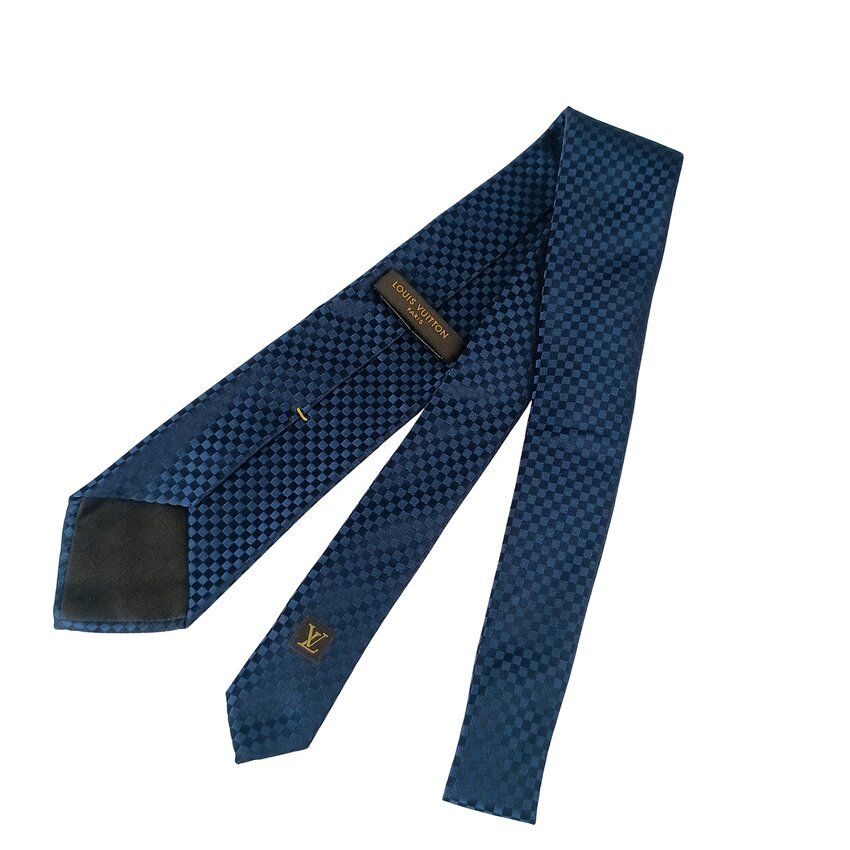 ルイヴィトン LOUIS VUITTON ダミエ ネクタイ シルク ネイビー メンズ