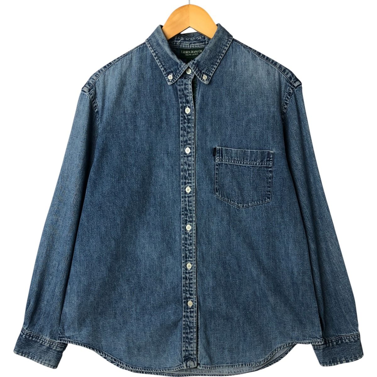 古着 ラルフローレン Ralph Lauren LAUREN JEANS COMPANY 長袖 ボタンダウンデニムシャツ レディースL相当|eaa539846