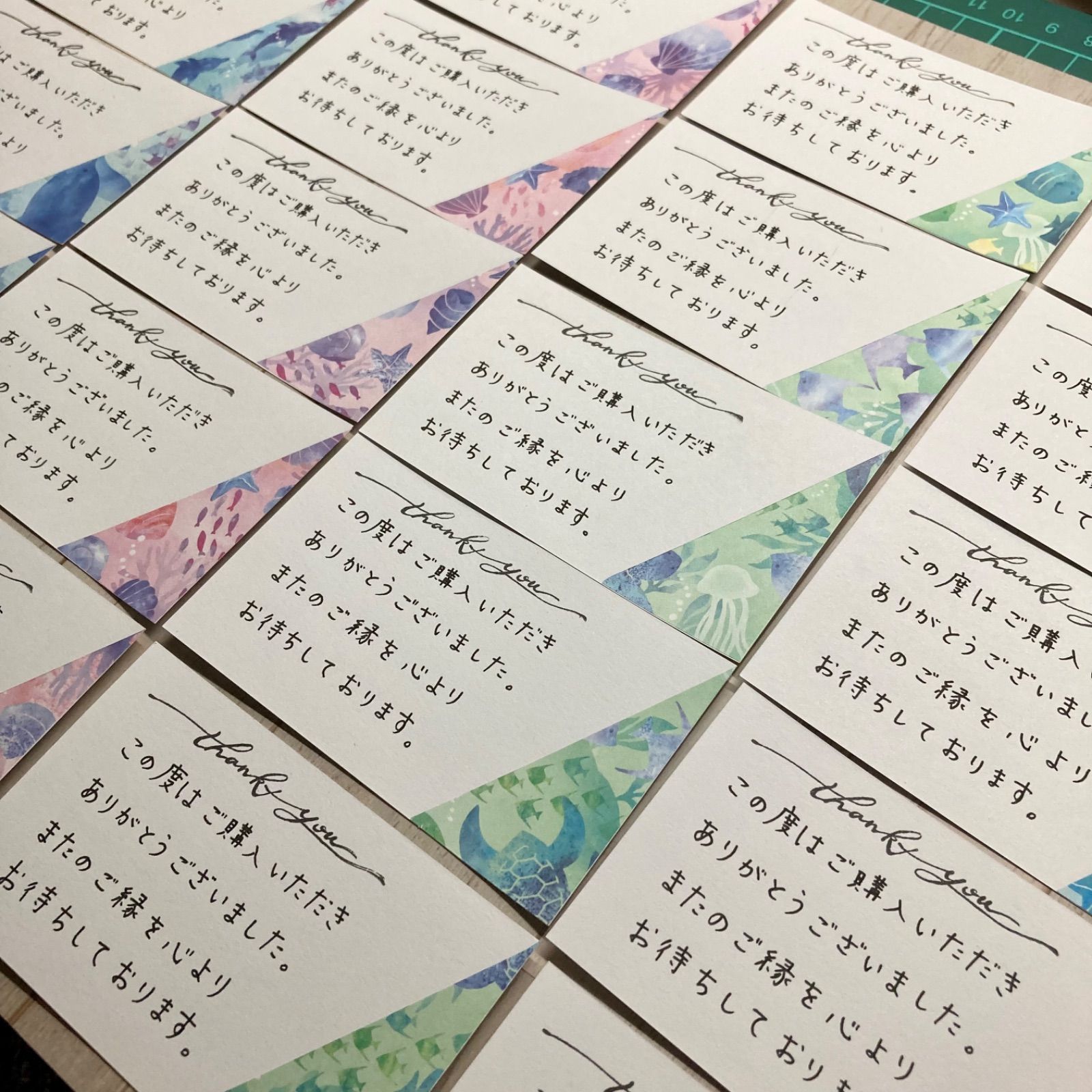 No.2 サンキューカード 20枚 夏 手書き ハンドメイド - メルカリ