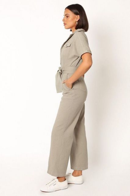 【送料無料】 Petal and Pup レディース カジュアルパンツ ボトムス Women's Demi Contrast Stitch Jumpsuit Olive