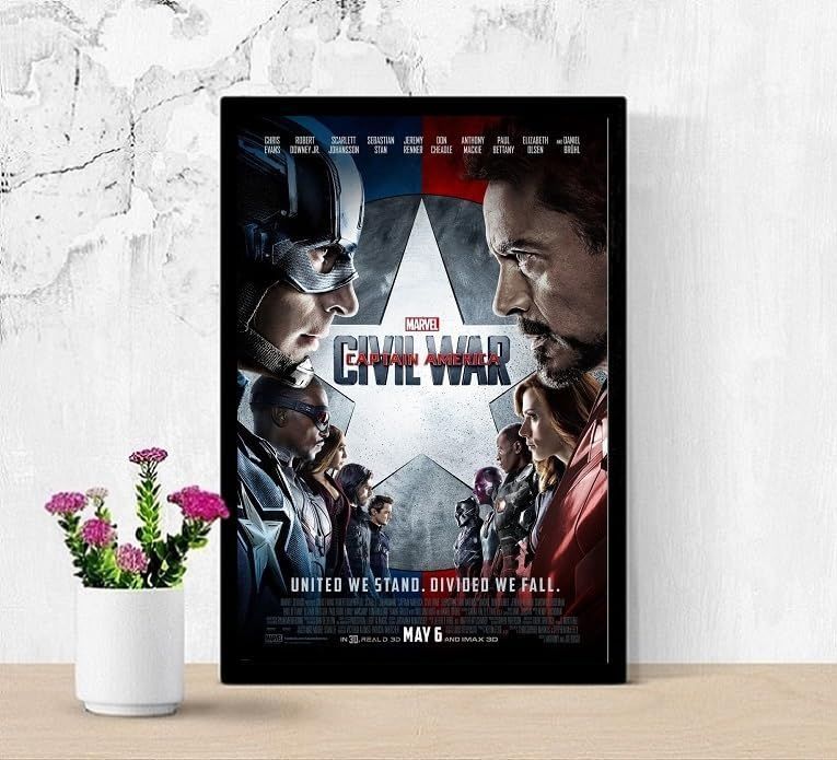 フレーム付-黒-】 映画ポスター キャプテンアメリカ シビルウォー