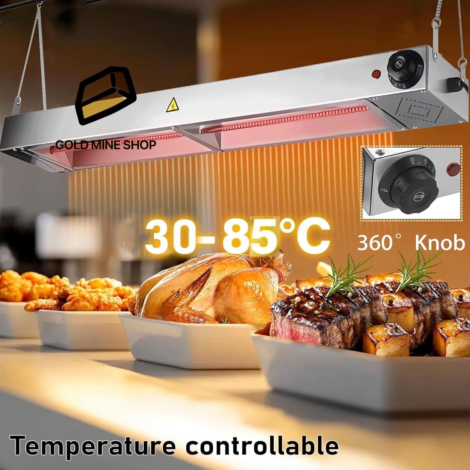 120cm業務用ステンレススチール製食品加熱ウォーマー 30～85℃温度調節