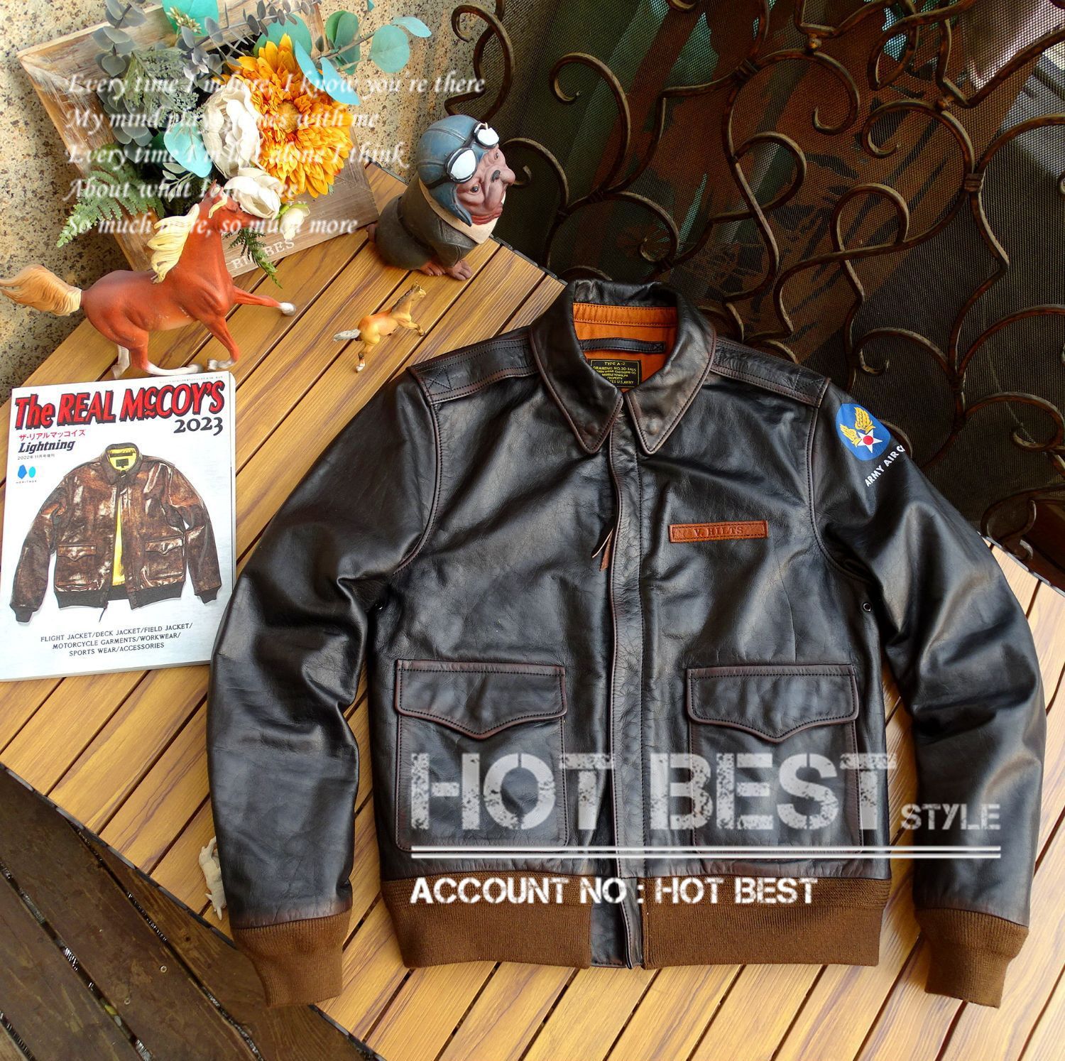 1.0mm 茶芯ホースハイド 復刻40's USAF TYPE A-2 フライトジャケット