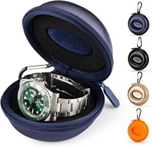 ブルー 10.5cm HELMDY 腕時計収納ケース 時計ケース スマート時計用 旅行 出張 時計収納ケース Watch Case 52MMまで  PUレザー仕様 青色… ::18563
