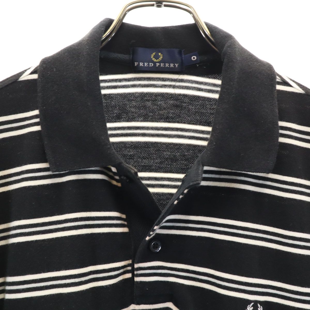 FRED PERRY フレッドペリー 日本製 ボーダー柄 半袖 ポロシャツ O 