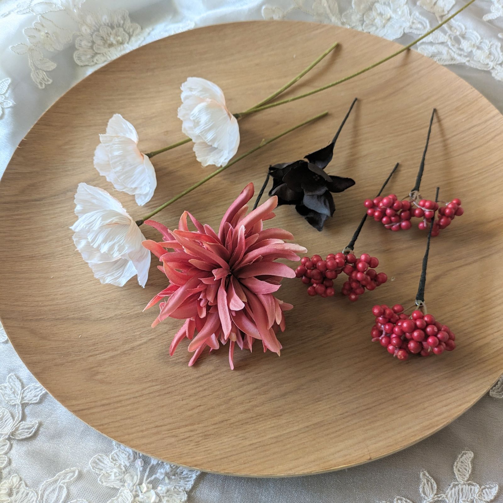 ヘッドピース付き和装ブーケ　ブライダルブーケ　アーティフィシャル ヘッドピース付き和装ブーケ ブライダルブーケ アーティフィシャル