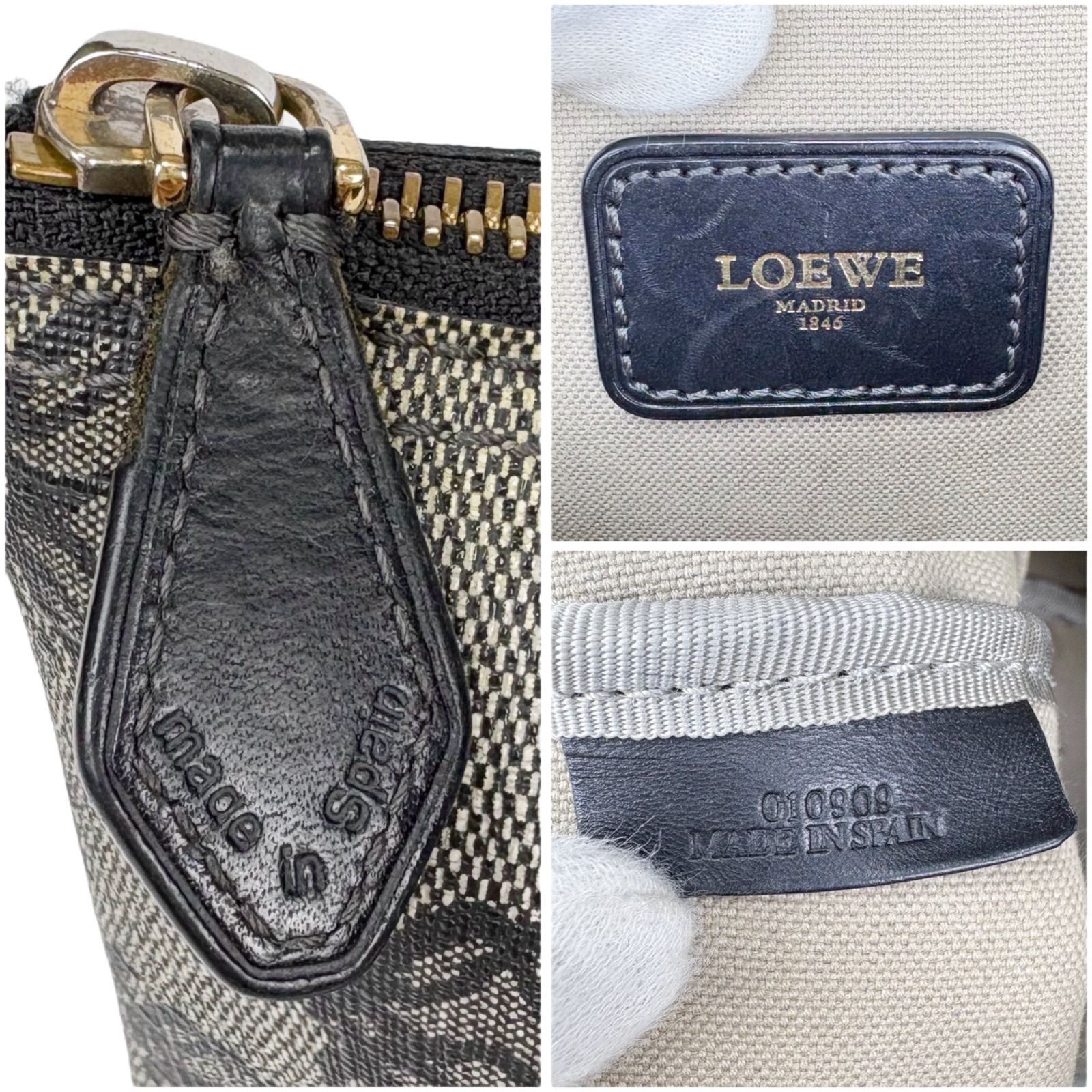 ロエベ LOEWE ミニトートバッグ リピートアナグラムロゴ ネイビー 紺色 