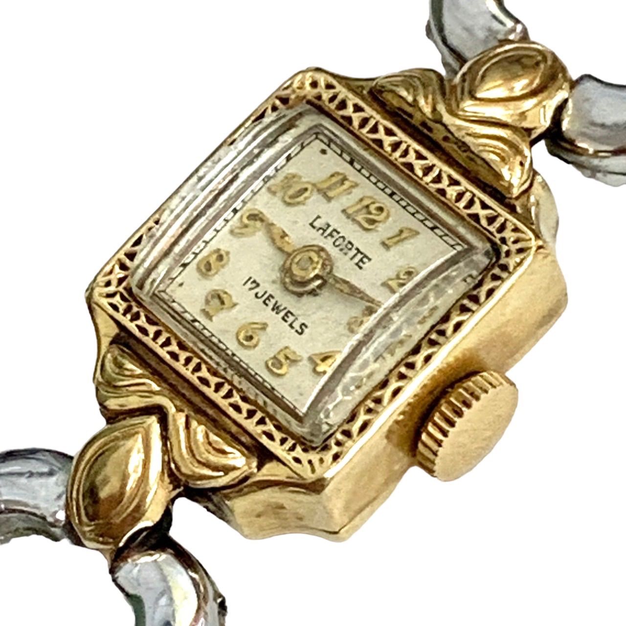 【超貴重品 ️ Titus LAFORTE】 アンティーク腕時計 Titus タイタス LAFORTE 14Kt ALL Gold 14金刻印 17JEWELS 17石 手巻き式 幅約13mm レディース (AYA)