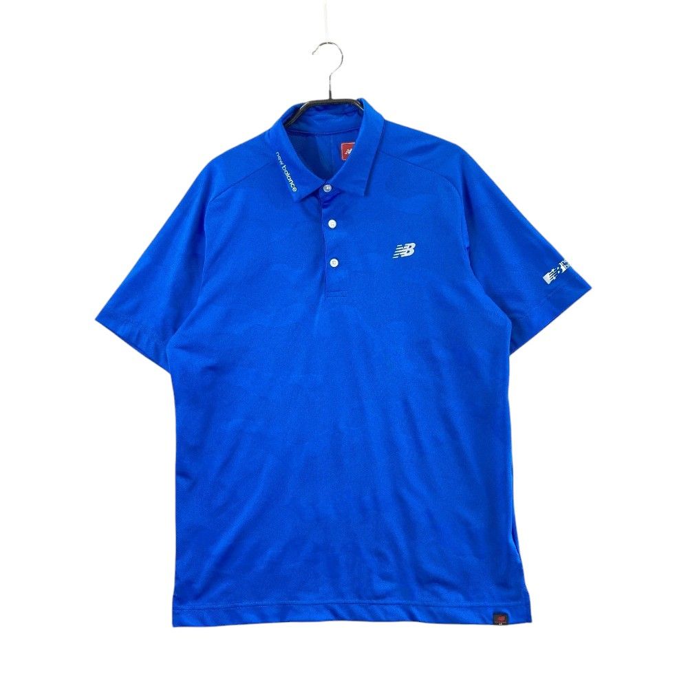 サイズ：4 NEW BALANCE GOLF ニューバランス  半袖ポロシャツ ロゴプリント 総柄 ブルー系 [240101401185] ゴルフウェア メンズ ストスト サイズ：4 NEW BALANCE GOLF ニューバランス 半袖ポロシャツ
