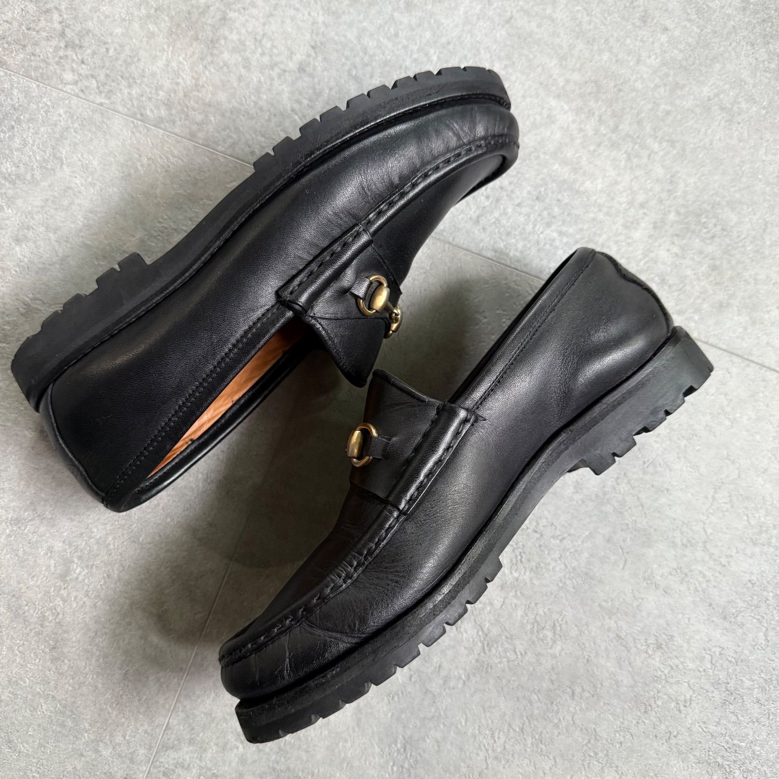 GUCCI グッチ ホースビットローファー レザー ブラック ゴールド金具
