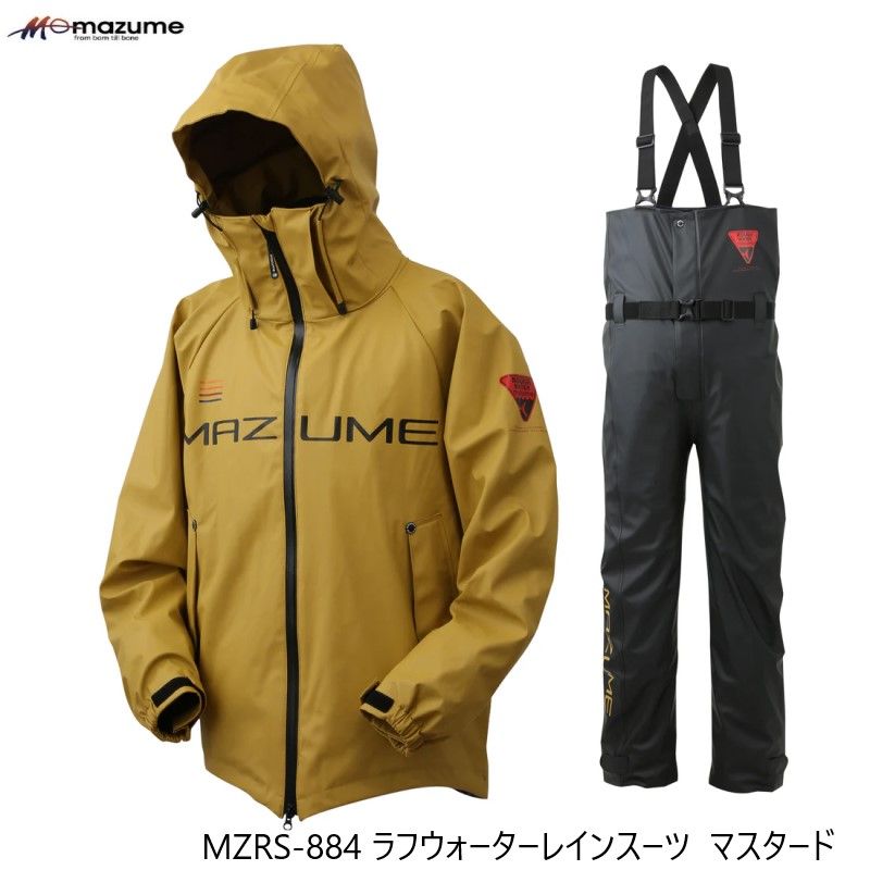 MZRS 884 mazume ラフウォーターレインスーツ M マスタード オフショア 船釣り レインウェア フィッシングジャケット ウェア
