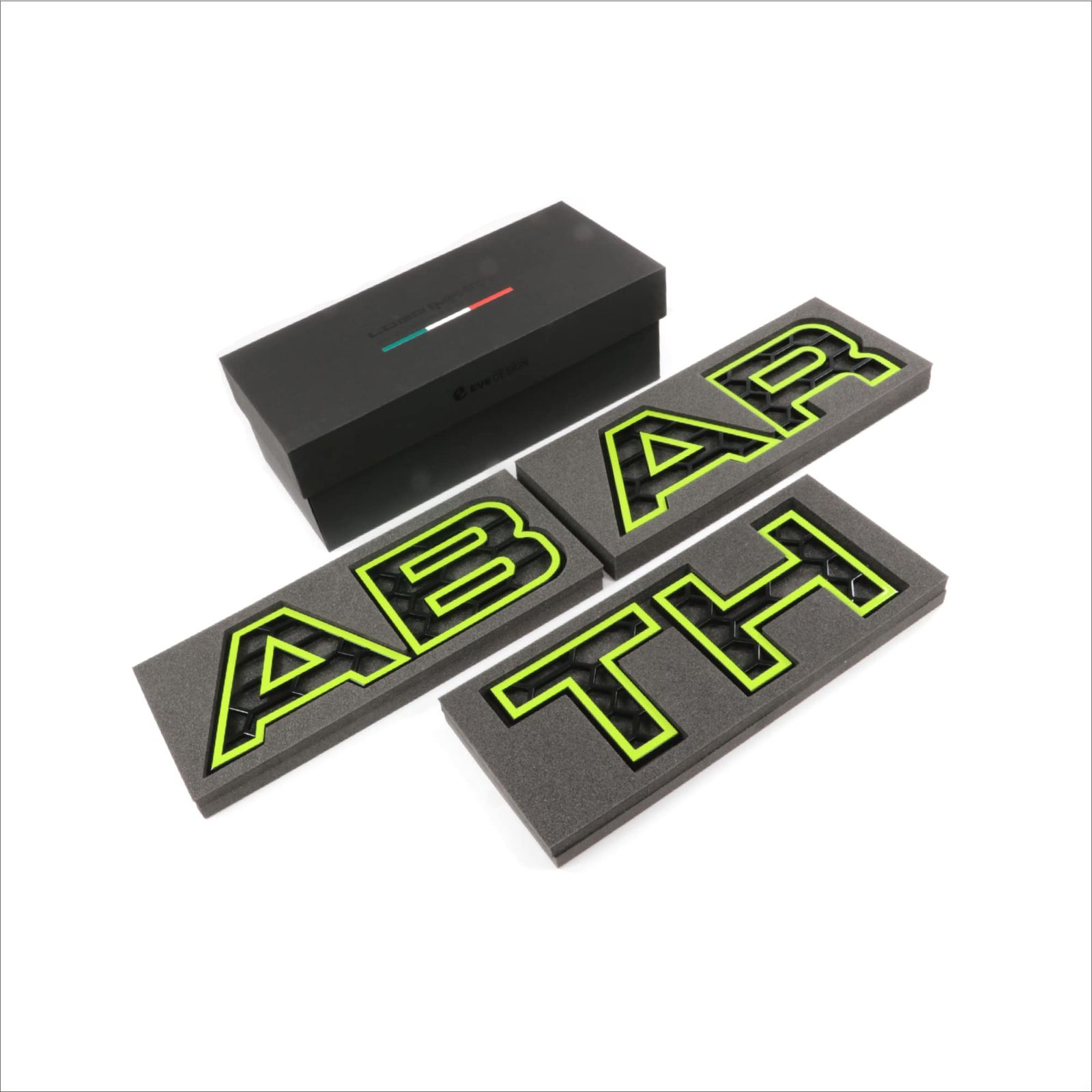 イブデザイン アバルト 695 | 595 シリーズ4以降 フロントグリル デコレーションキット ロゴインパクト２ LIAシリーズ 塗装済み グリーン LIA-GN2