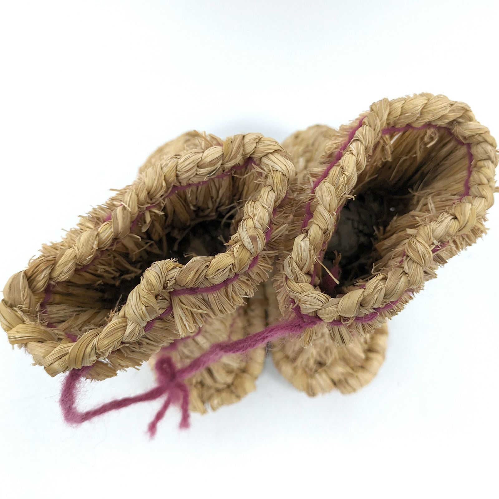 藁靴・わらぐつ・藁沓・雪靴・古民具・ミニサイズ・インテリア・紺紐