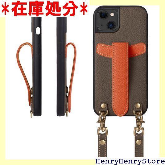 COGURE コグレ iPhone13 ケース ショルダーストラップ 本革 落下防止 耐衝撃 ギフトボックス付き COPG エトープ オレンジ Etoupe OG 1045