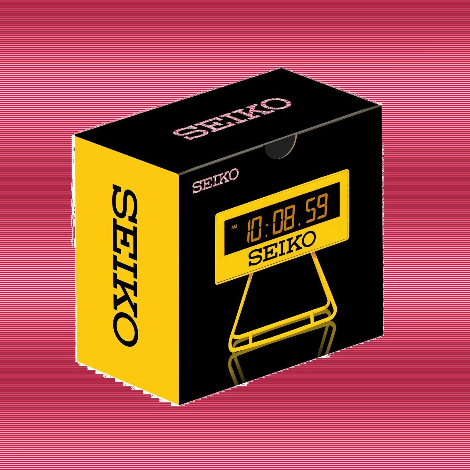 【稀少】SEIKO デジタル時計 黄色 ミニチュア 93×104×45mm 黄色 ミニタイマークロック デジタル 置き時計