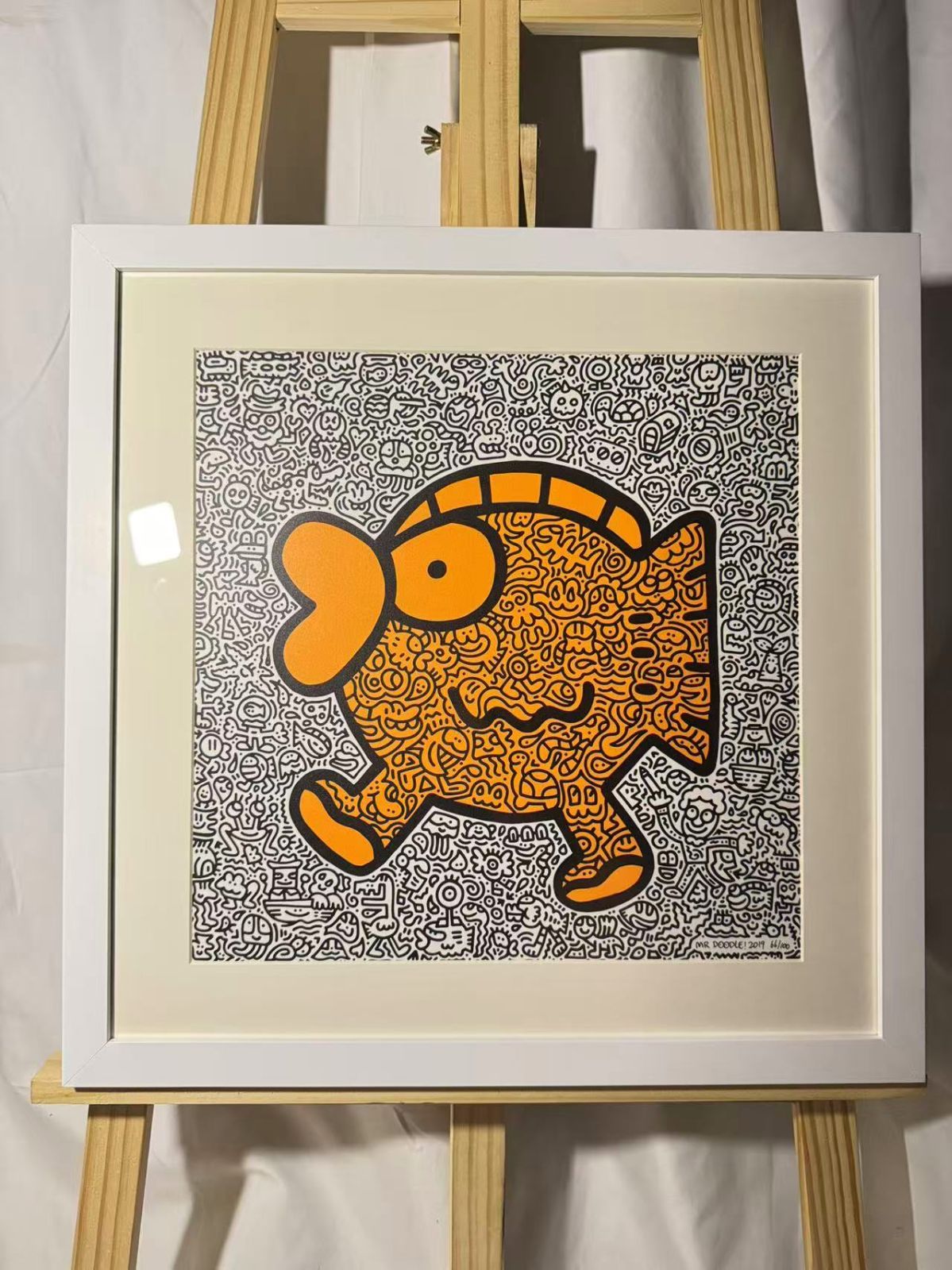 Mr.Doodle ミスタードゥードゥル Orange Fish 2019 シルクスクリーン版画 サイン付き 額済 イラス 現代アート 美術品 インテリア 飾り