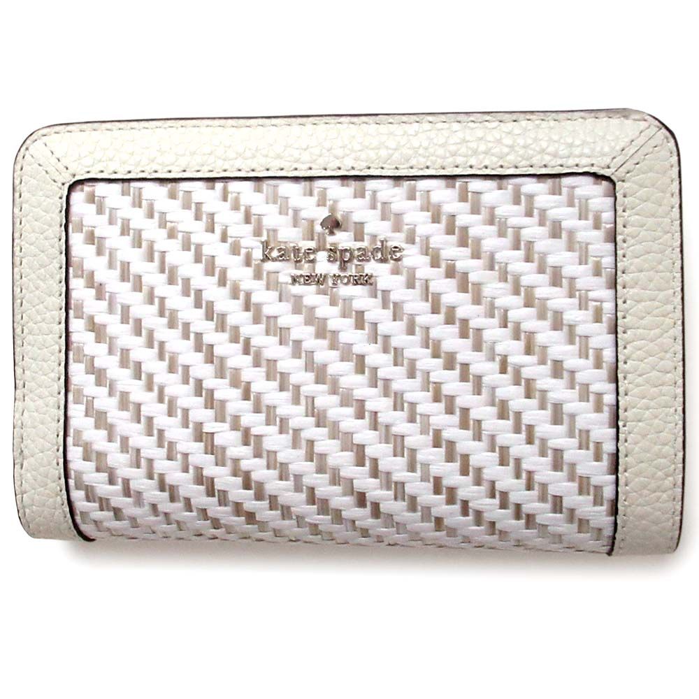 Kate spade ケイトスペード アウトレット 財布 レナ ツートン ストロー ミディアム コンパクト バイフォールド ウォレット 二つ折り財布 KK925 101