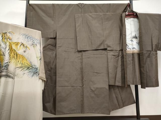 平和屋着物 上 男性 本場大島紬 アンサンブル 長襦袢セット キングサイズ 亀甲柄 CYAA3430s5