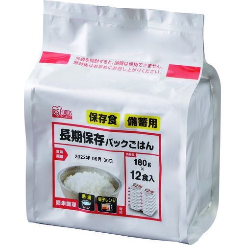 ＩＲＩＳ 軽税 ３１０６２１ 長期保存パックごはん ４袋入り １袋＝１８０ｇ×１２食パック