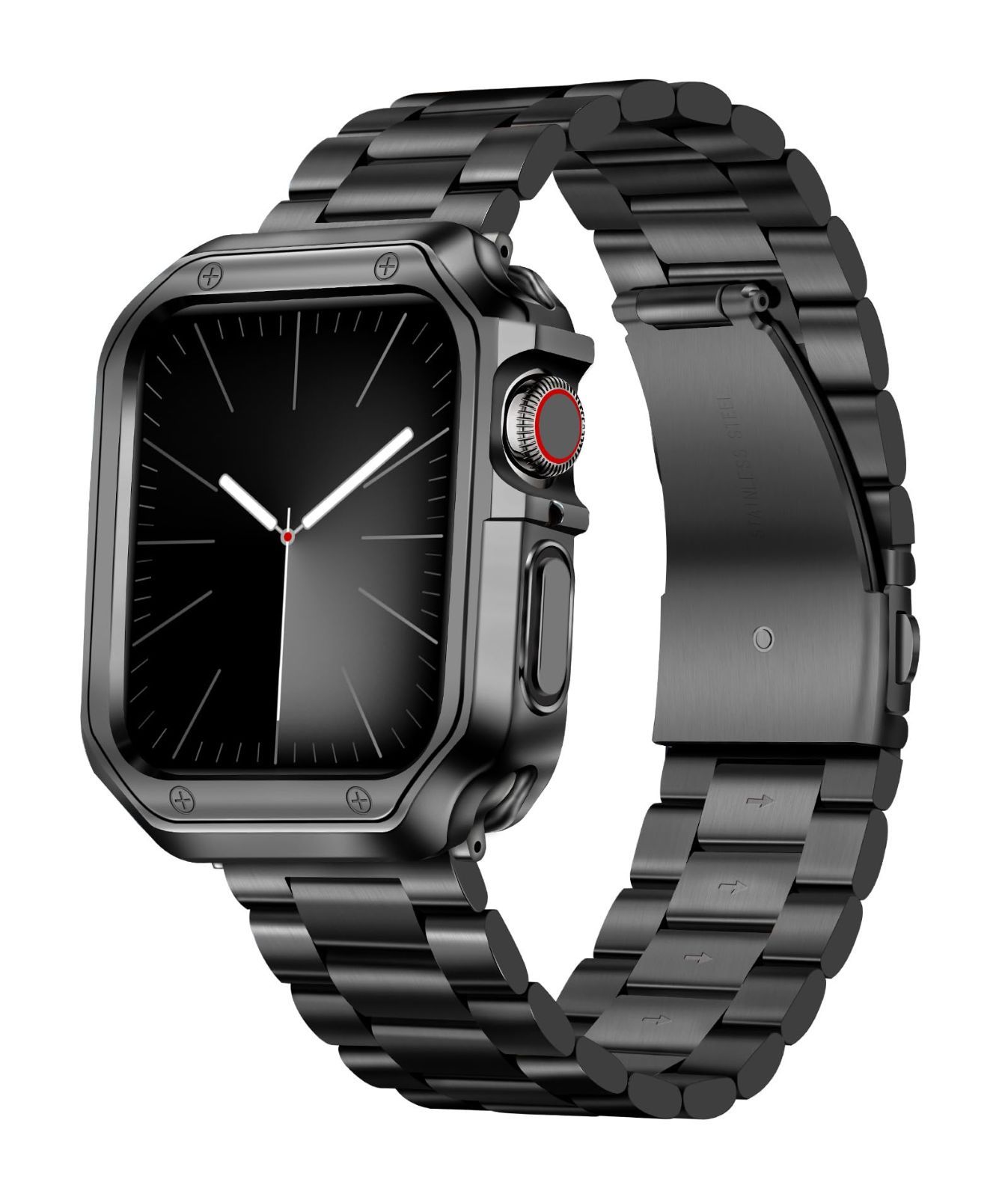 【数量限定】バンド 42mm 44mm Watch 45mm ブラックマットステンレス鋼時計ベルト コンパチブル コンパチブル アップルウォッチバンド ポリッシュ仕上げTPUウォッチケースストラップ iWatch Apple Ser