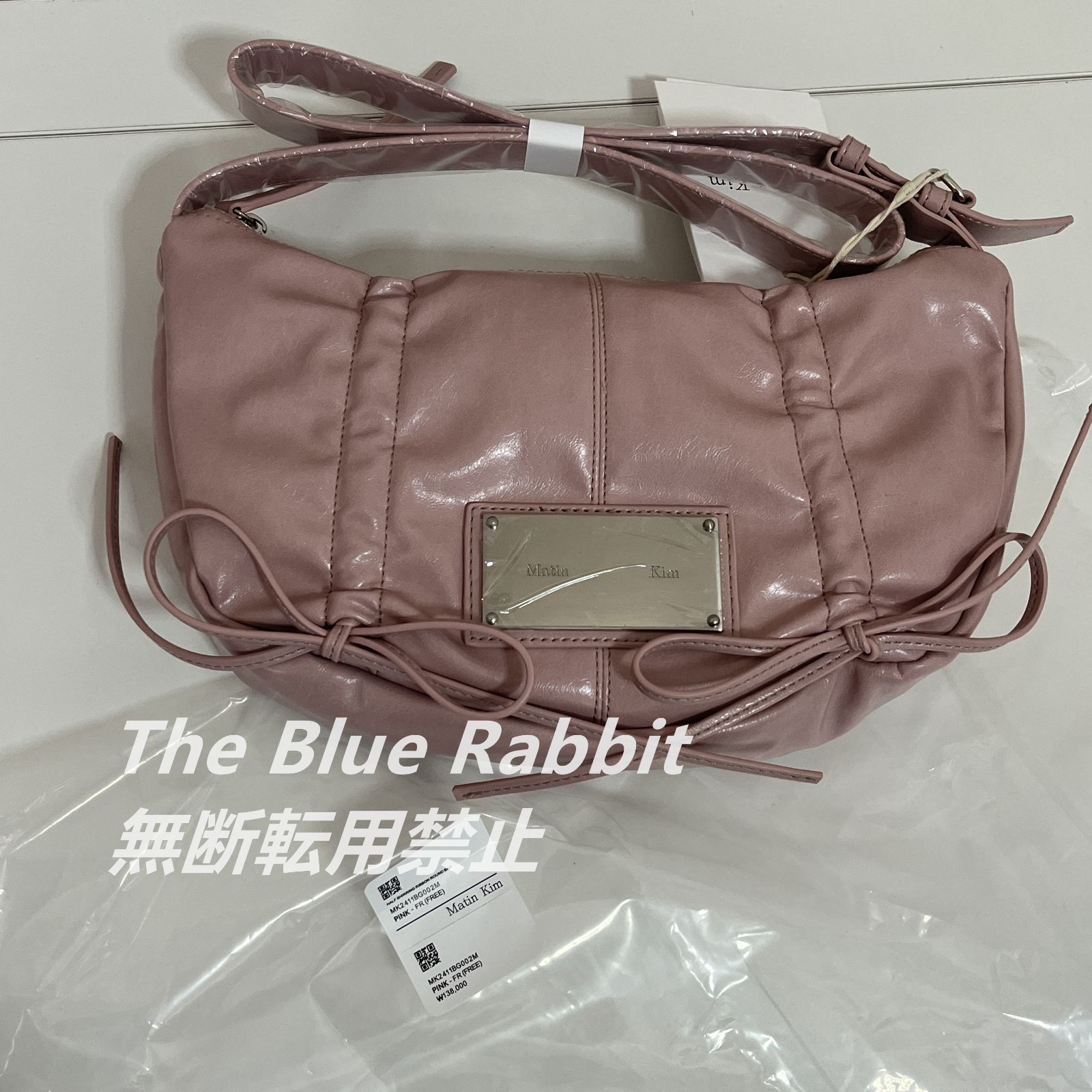 韓国大人気 MatinKim HALF SHIRRING RIBBON ROUND BAG  マーティンキム シャーリング リボンラウンドバッグ ショルダーバッグ ピンク