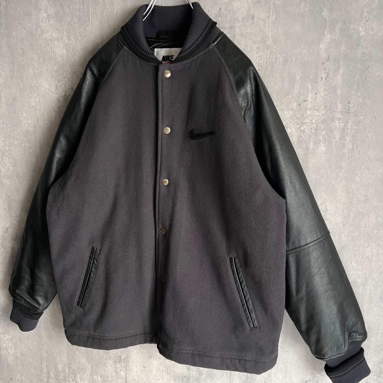 90s NIKE ナイキ ヴィンテージ ウール×袖レザー スタジアムジャケット