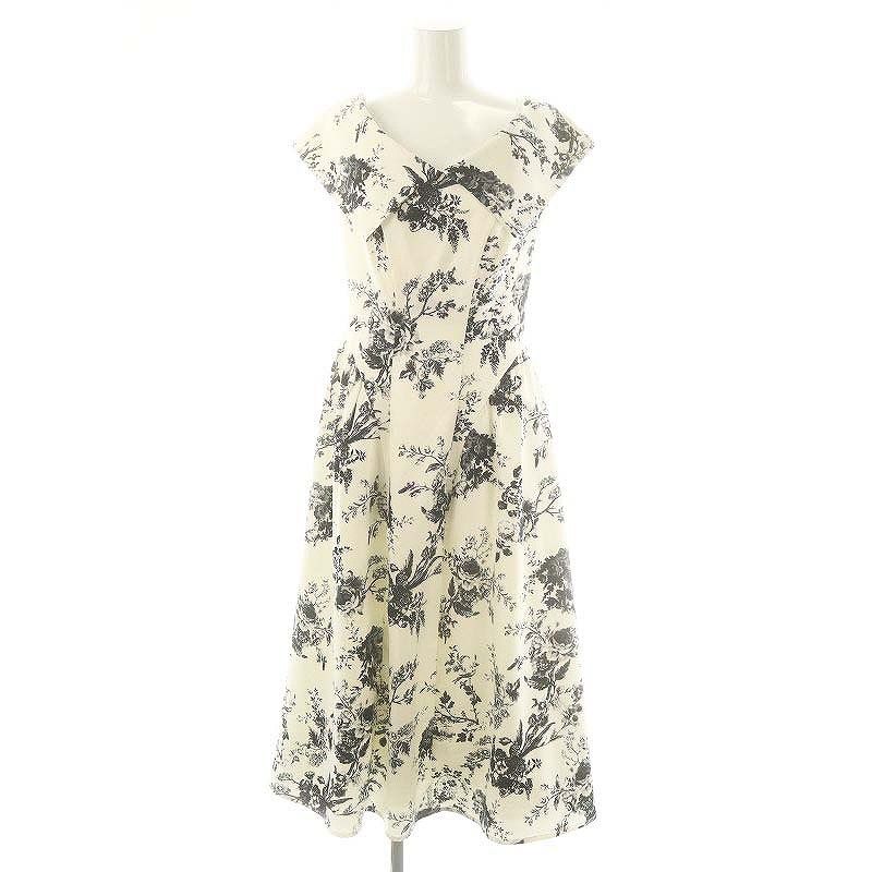 ハーリップトゥ Herlipto Secret Garden Midi Dress ドレス ワンピース ミモレ ロング S 白 ホワイト 紺 ネイビー |AT OS