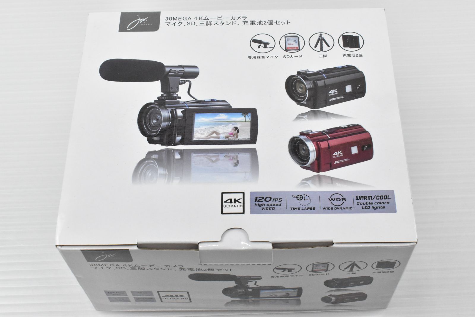 JOYEUX ジョワイユ 30MEGA 4Kムービーカメラ マイク、SD、三脚