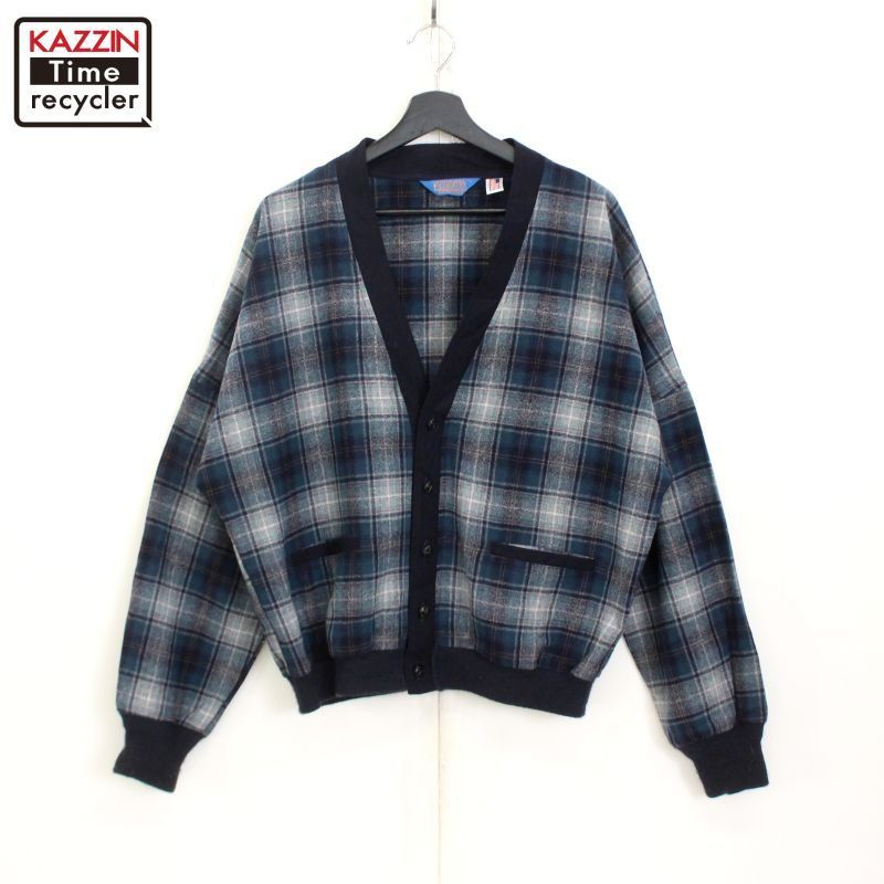 90年代 ペンドルトン PENDLETON チェック柄　カーディガン USA製 PENDLETON 古着 90年代 ペンドルトン チェック柄 ウールニット