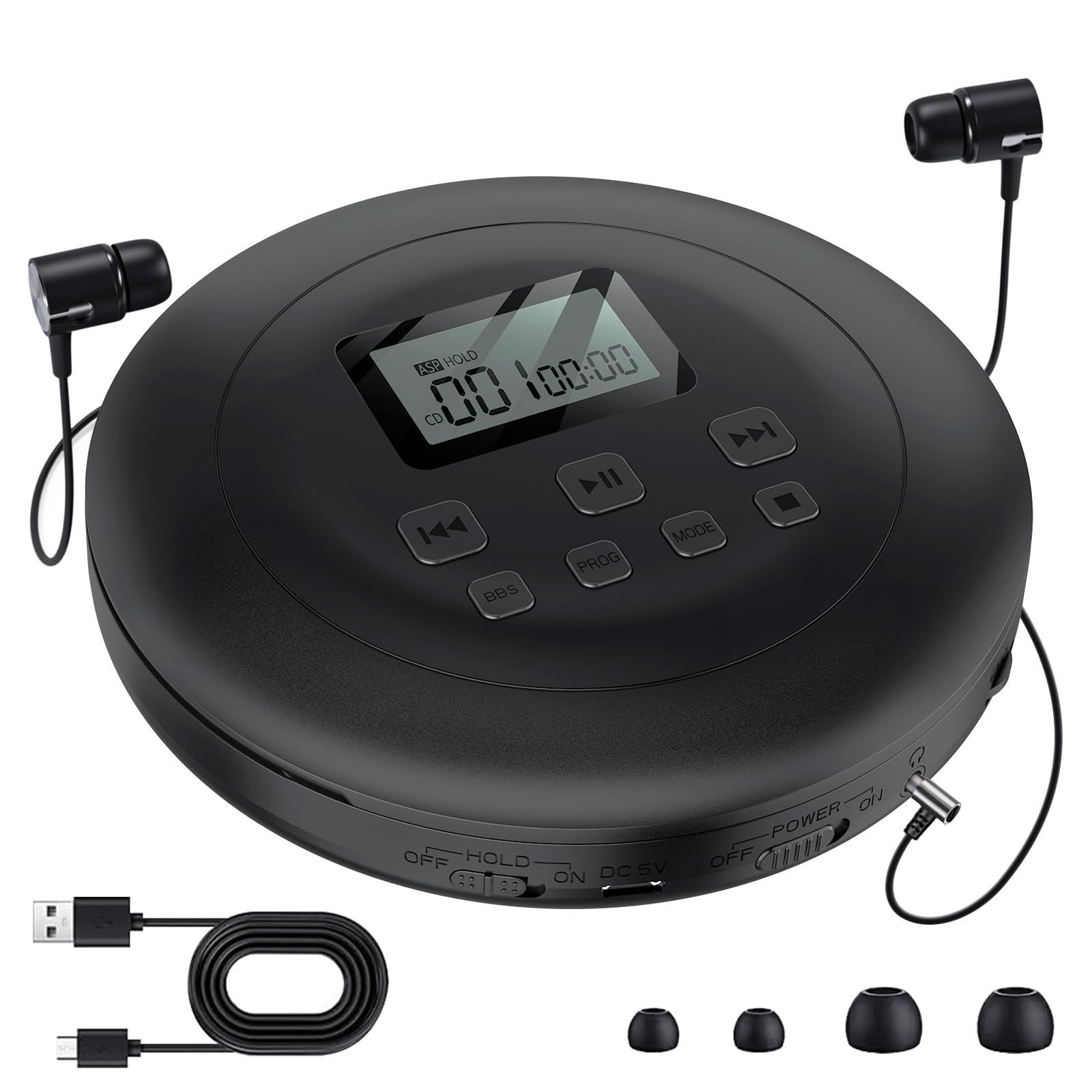 Gueray ポータブル CDプレーヤー ステレオイヤホン付き cdプレイヤー コンパクト ショック防止 BBS低音強調 便利 音飛び防止  リピート機能 CD/MP3/CD-R/cd-RW対応 超軽量 ディスク 持ち運び 語学学習 エンターテインメント 日本語 - メルカリ