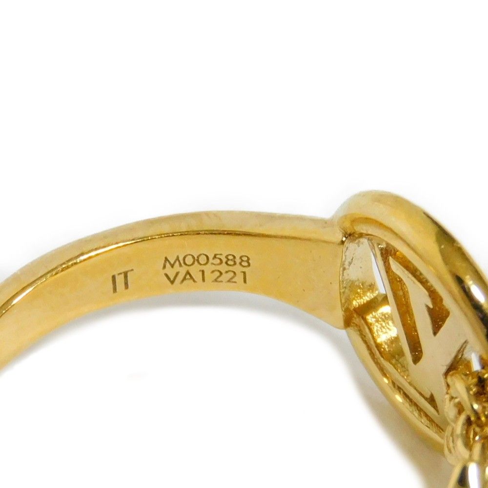 LOUIS VUITTON ルイ・ヴィトン バーグ・マイ ブルーミング モノグラムフラワー チェーン ゴールド ストラス S 9号 GP メッキ 真鍮  LVサークル クリア リング 指輪 M00588