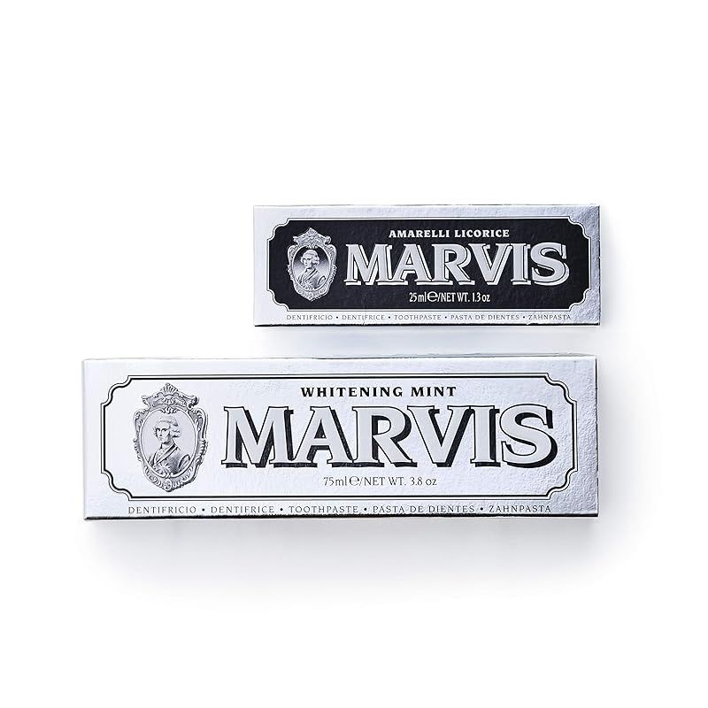 MARVIS(マービス) ホワイト・ミント u0026 リコラス・ミントお得セット 歯磨き粉 爽やかミント味とビターなリコラス・ミント味 オーラルケア イタリア製 0