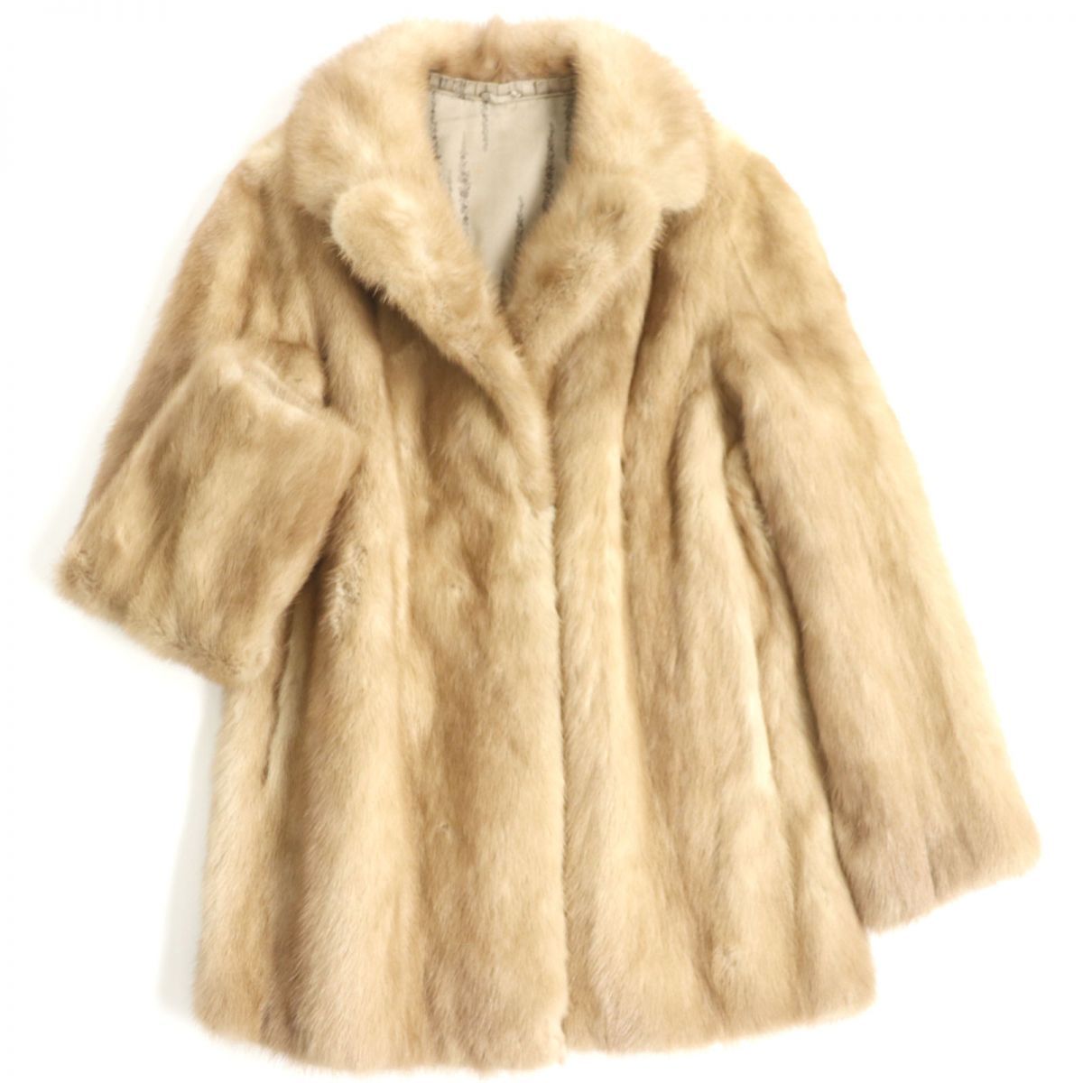 毛並み美品▼MINK パステルミンク 本毛皮コート ライトブラウン 毛質艶やか・柔らか◎