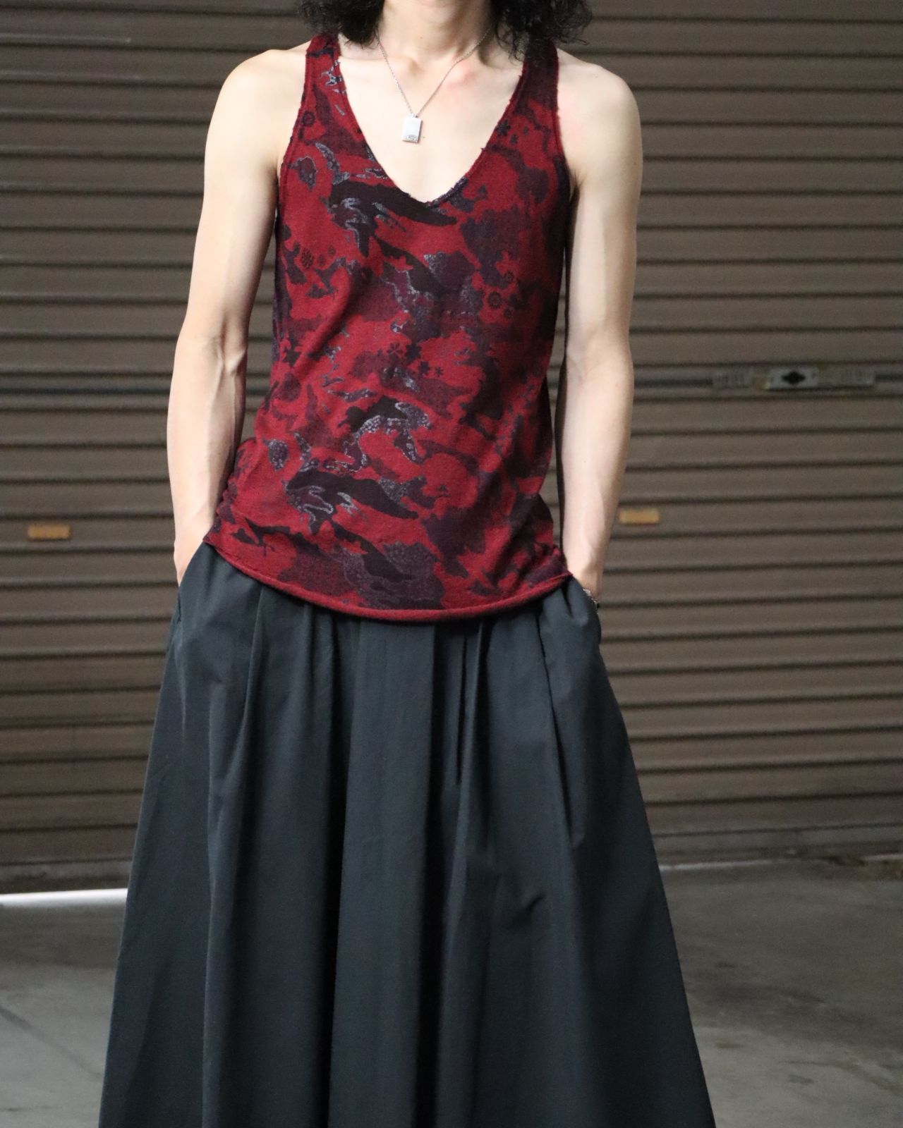 camouflage art knit tank top Y2K 迷彩 カモ柄 アート カシミヤ