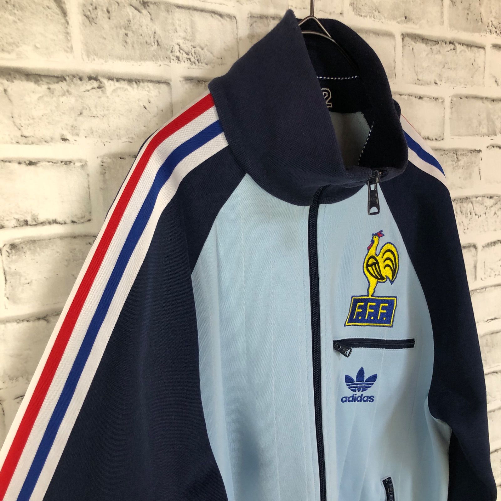 90s⭐️adidas トラックジャケット M 刺繍フランス代表 vintage青