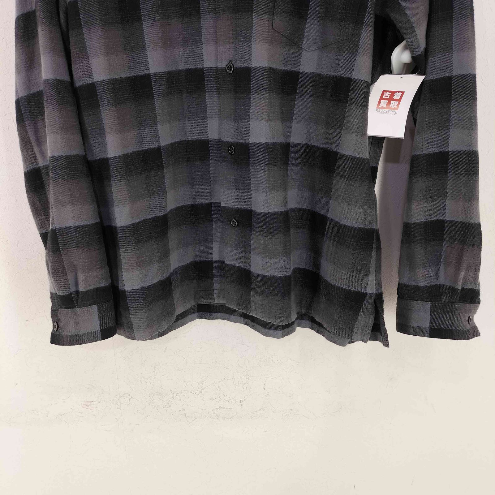 マインデニム MINEDENIM C.R Flow Ombre Check Open Collar L/S SH