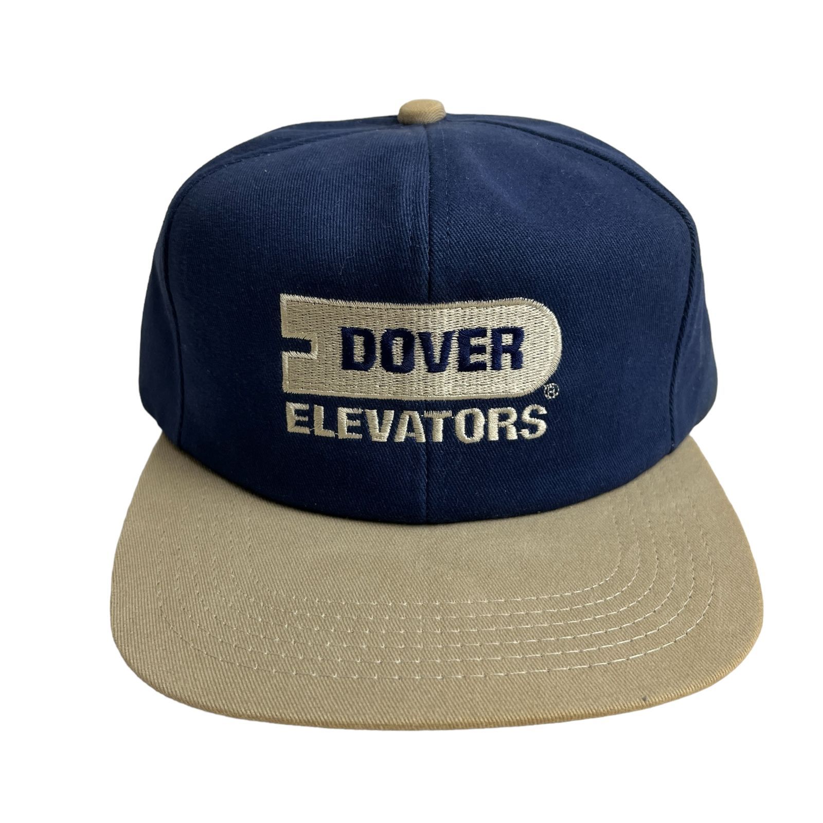 【キャップ/帽子】USA製 DOVER ELEVATORS ビンテージ ツートンカラー トラッカー キャップ ネイビー 紺 ベージュ