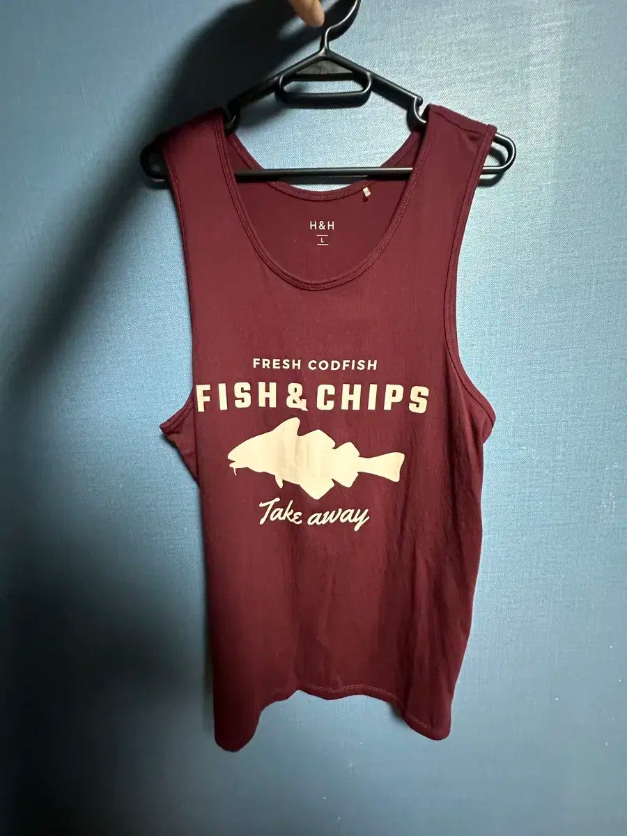 H&H バーガンディ フィッシュアンドチップス ノースリーブ L