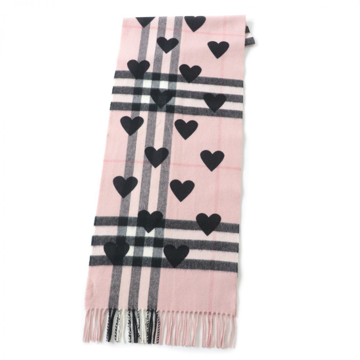 BURBERRY バーバリー マフラー カシミア100％ 美品ハートピンク