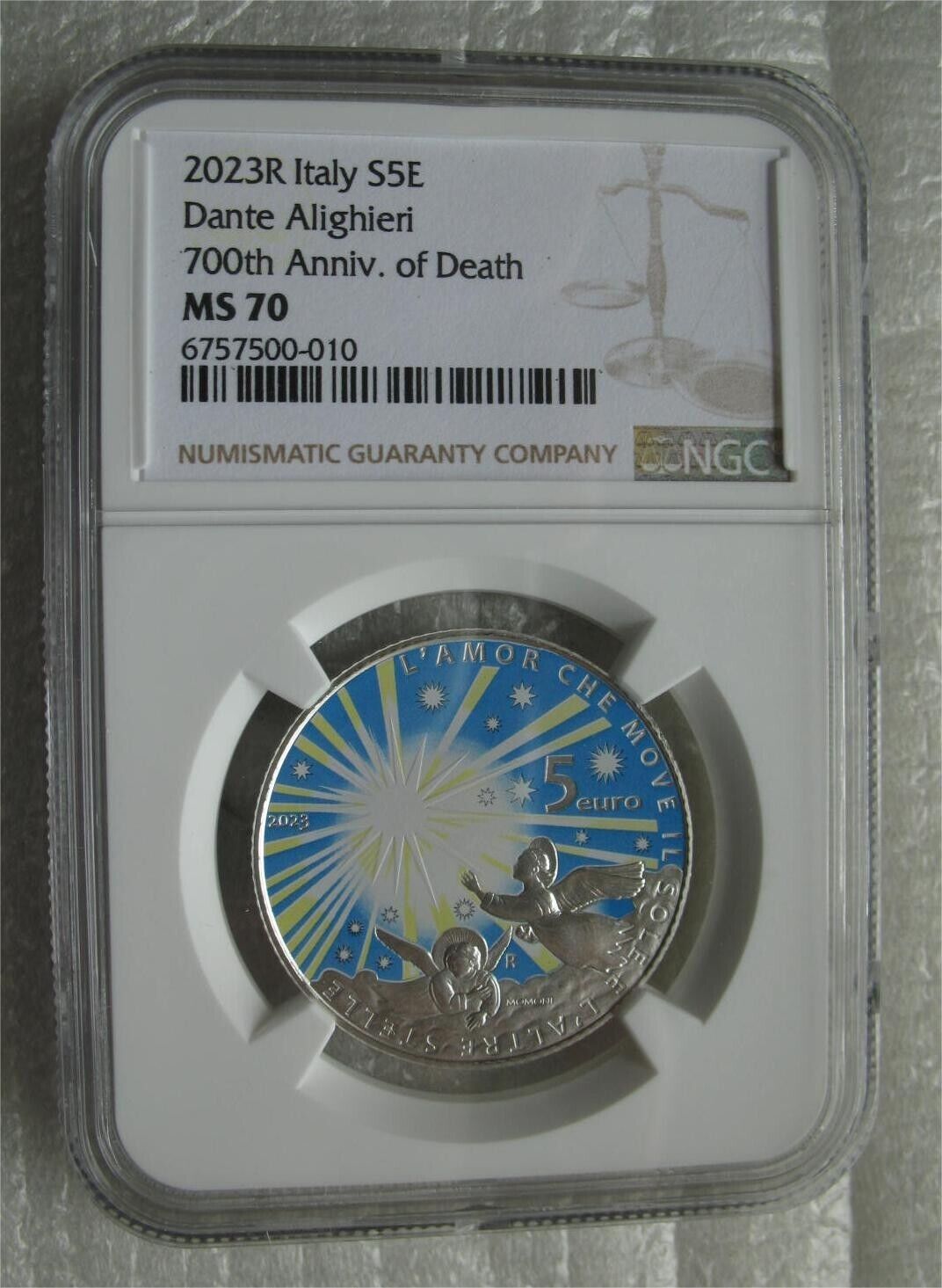 Italy 5 Euro 2025 Silver BU Coin 700th Anniv Death of Dante Alighieri NGC MS70