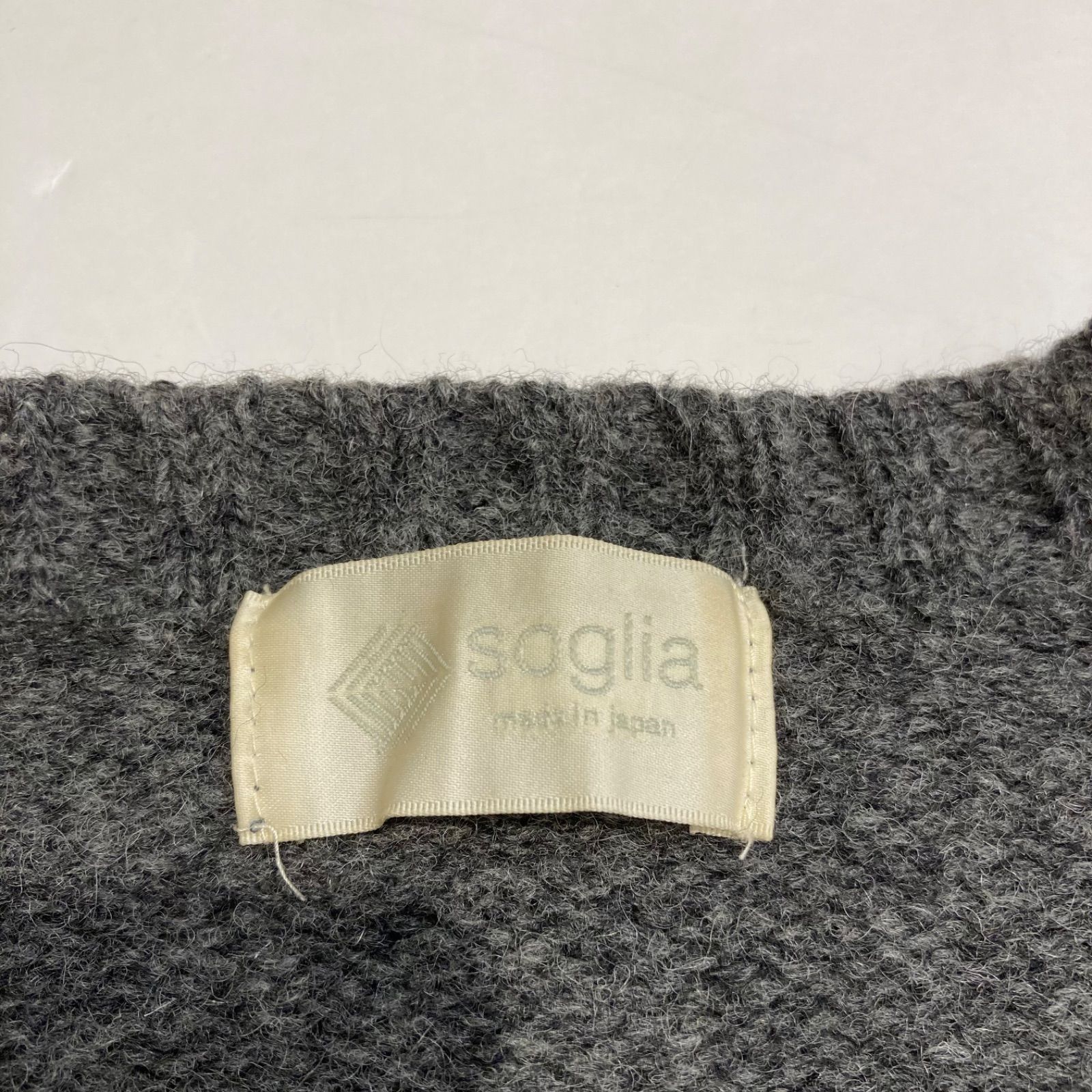 Soglia ソリア エルボーパッチクルーネックニット 毛100% 日本製 