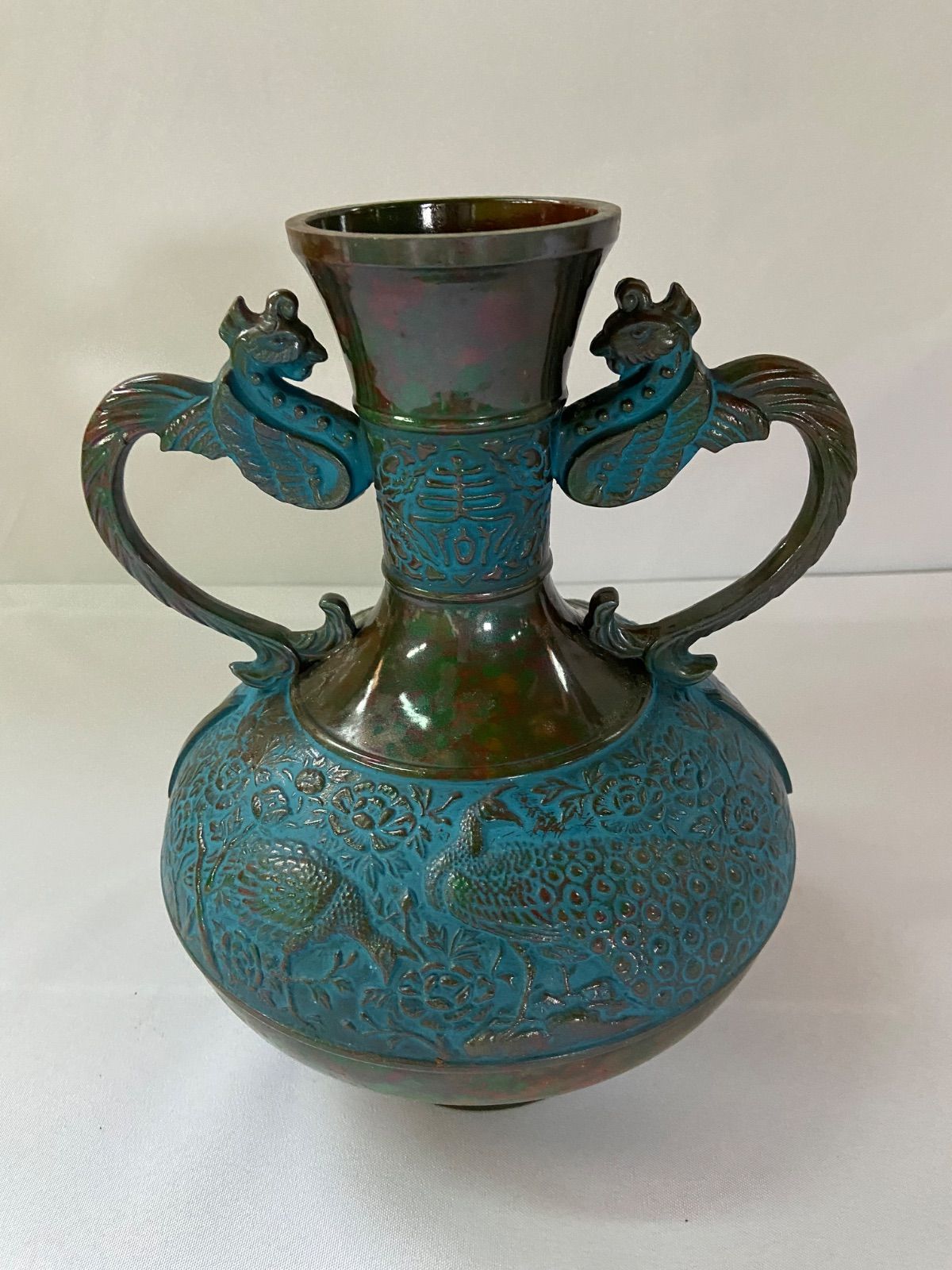 【美品】　花瓶　伝統美術工芸品　花瓶晴峰型 寿孔雀、“ 瑞峰印 ” 美品】花瓶 伝統美術工芸品 花瓶晴峰型 寿孔雀、瑞峰印 ” - メルカリ