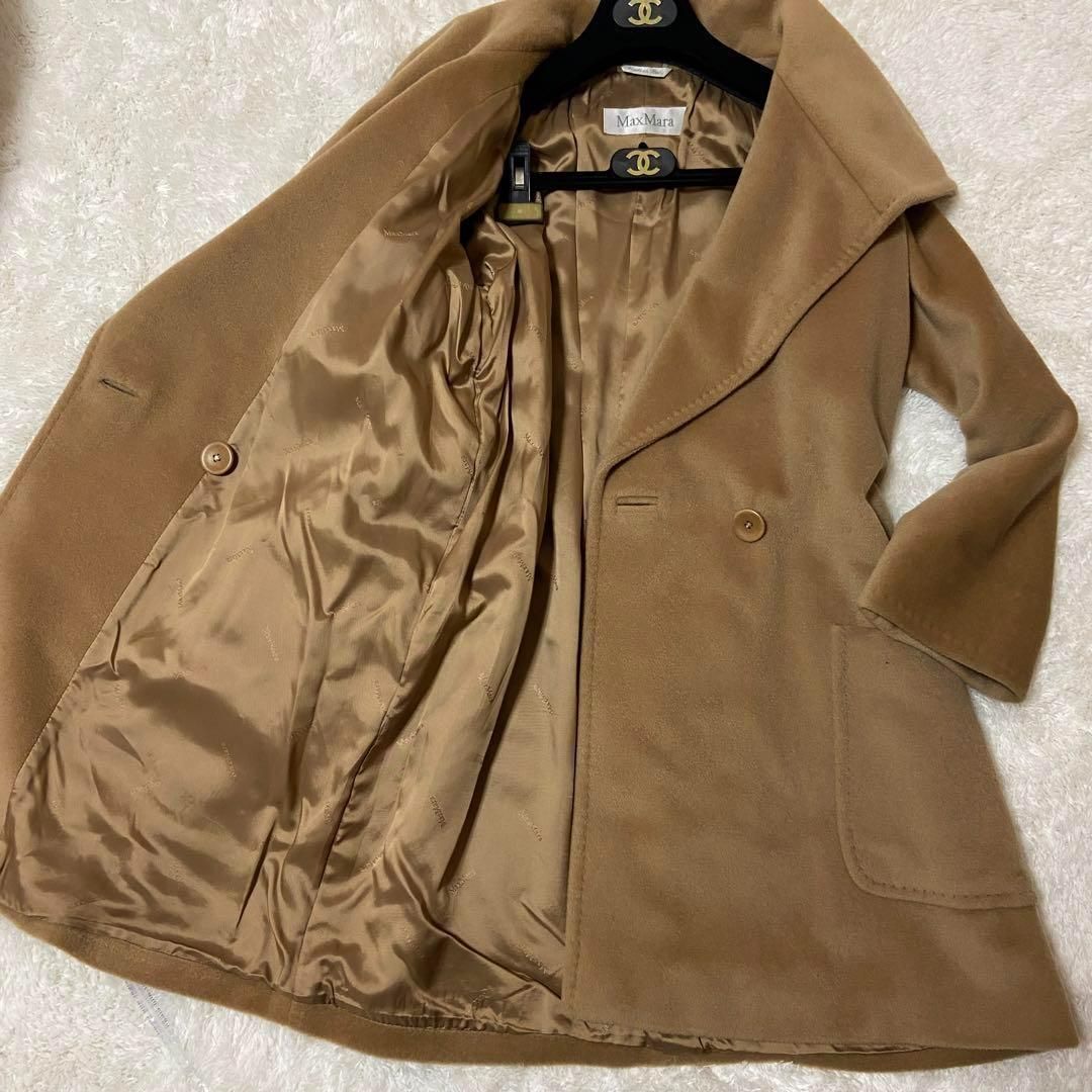 カシミアMax Mara ロングコート ビッグカラー カシミヤ混　ベージュ　白タグ