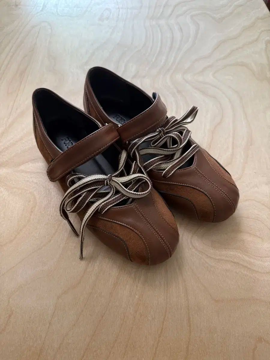 포른른 レース ストラップ メリージェーン ブラウン 240