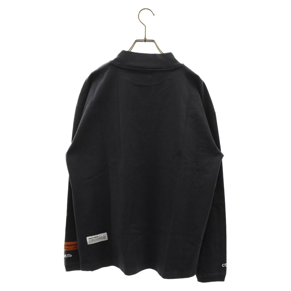 HERON PRESTON (ヘロンプレストン) 20AW MOCK NECK L/S TEE ロゴ刺繍 モックネック ロングスリーブ 長袖Tシャツ  ネイビー HMAB017F20JER001