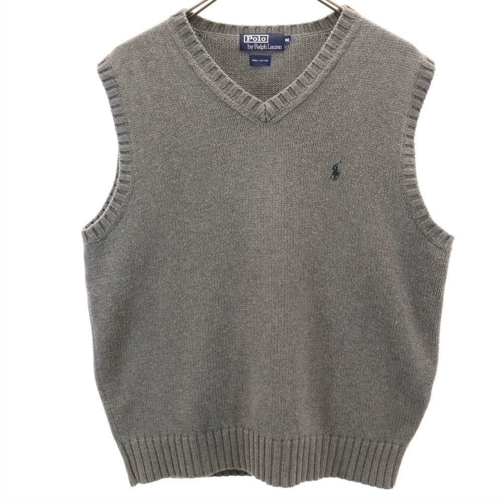 ポロバイラルフローレン Vネック ニットベスト M グレー Polo by Ralph Lauren メンズ